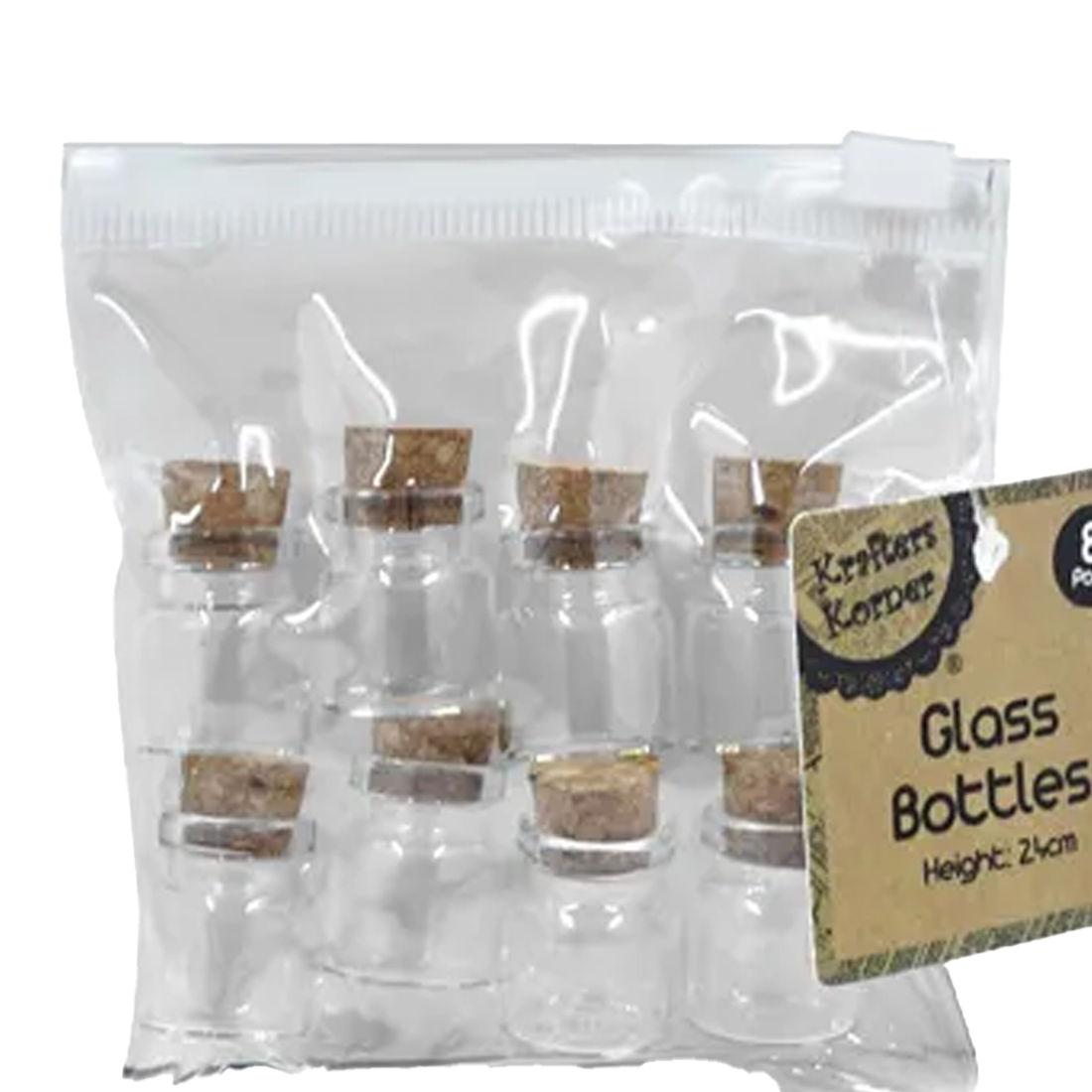 2.4cm Glass Bottle With Cork Top 8 Pack