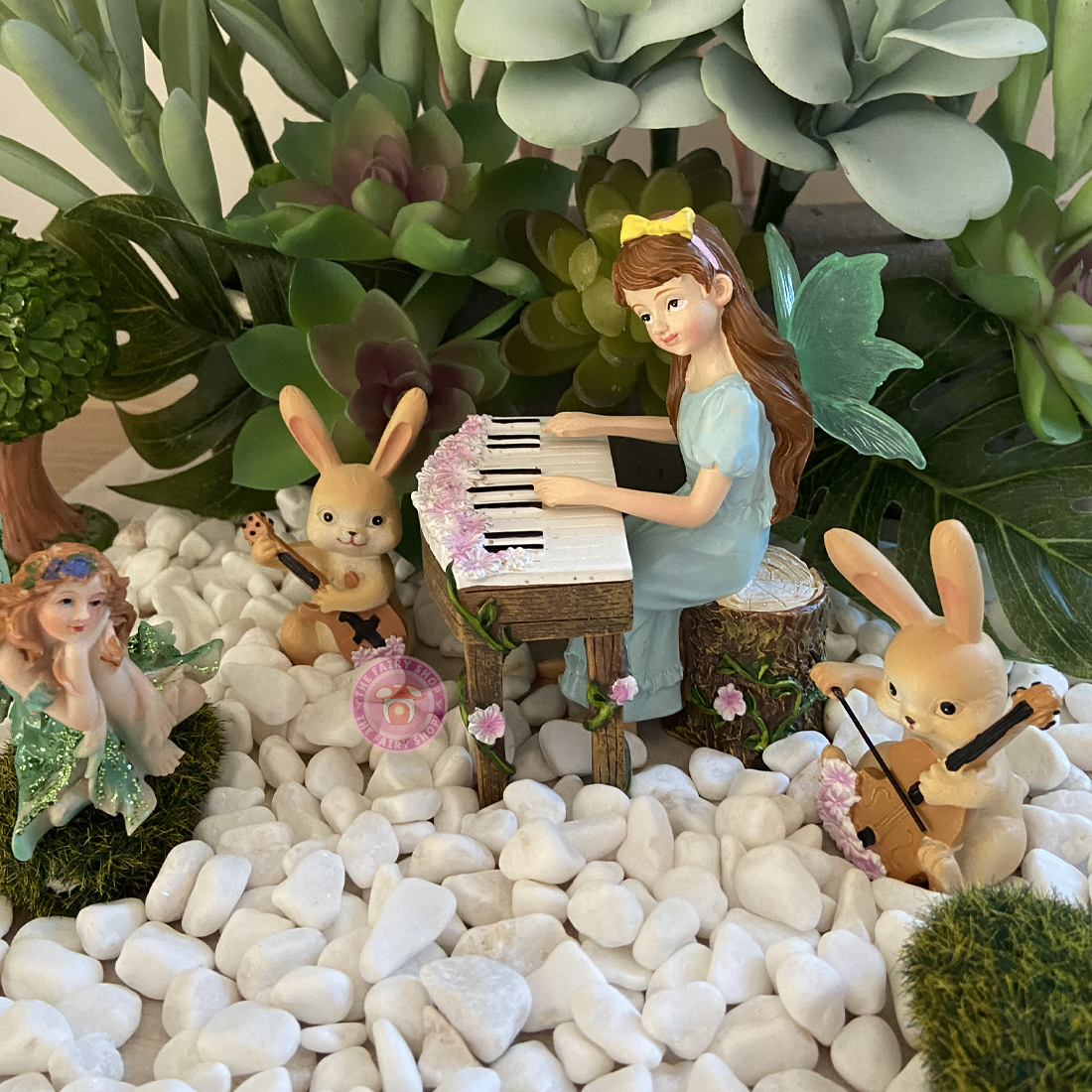 4 Piece Musical Fairy and Her Rabbit Band Figurine Set