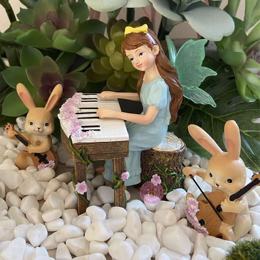 4 Piece Musical Fairy and Her Rabbit Band Figurine Set