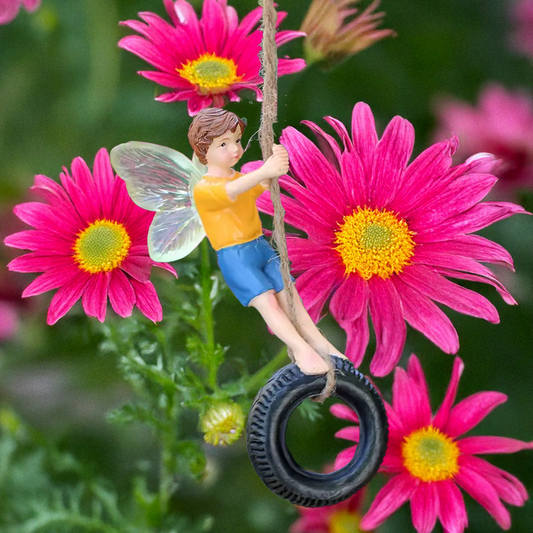 Boy Fairy Swinging on a Tyre