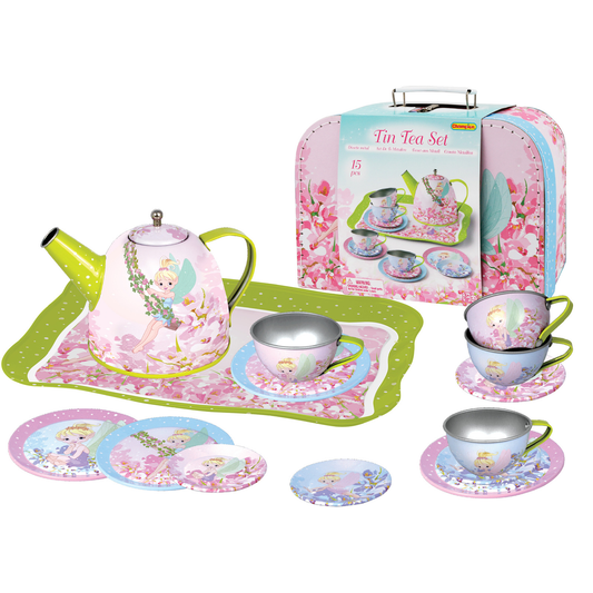 Childrens Fairy Tin Tea Set in Carry Case