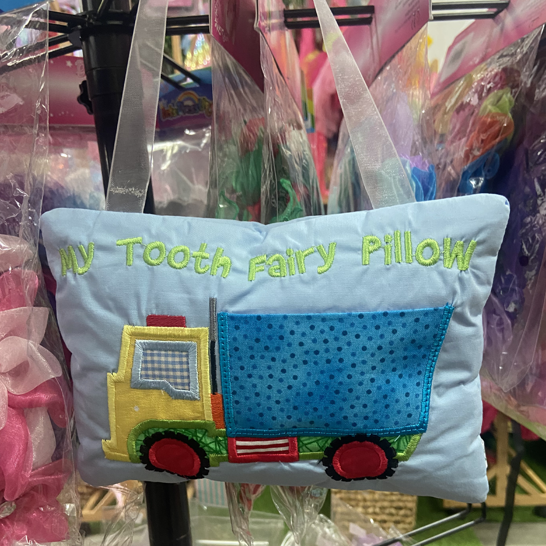 Child's Blue Tooth Fairy Hanging Pillow Truck Design