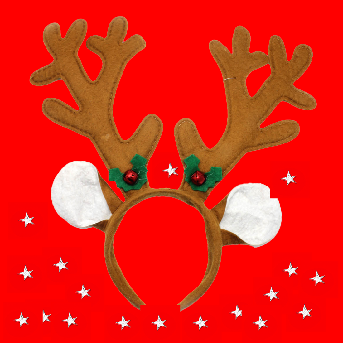 Christmas Reindeer Antler Headband Brown with Bells