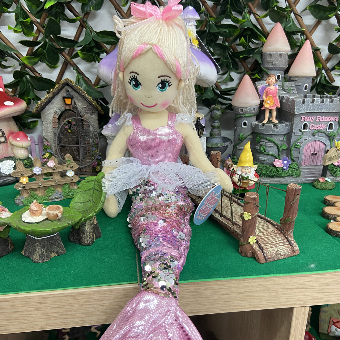 Cotton Candy Charlotte The Pale Pink and Silver Flip Sequined Mermaid Fairy Doll