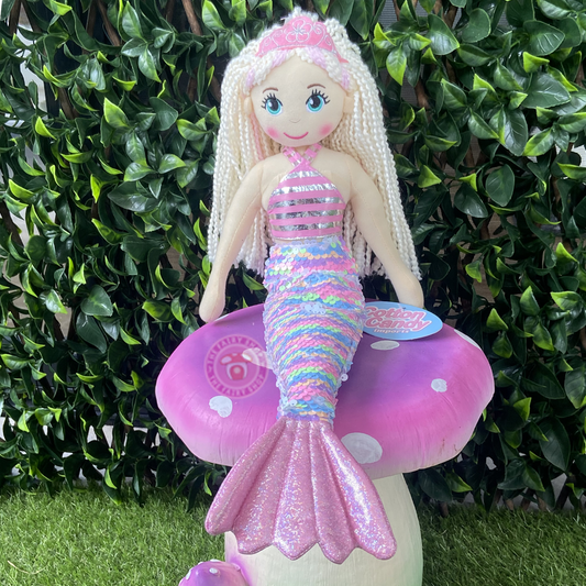 Cotton Candy Lauren The Pink Silver and Rainbow Flip Sequined Mermaid Doll