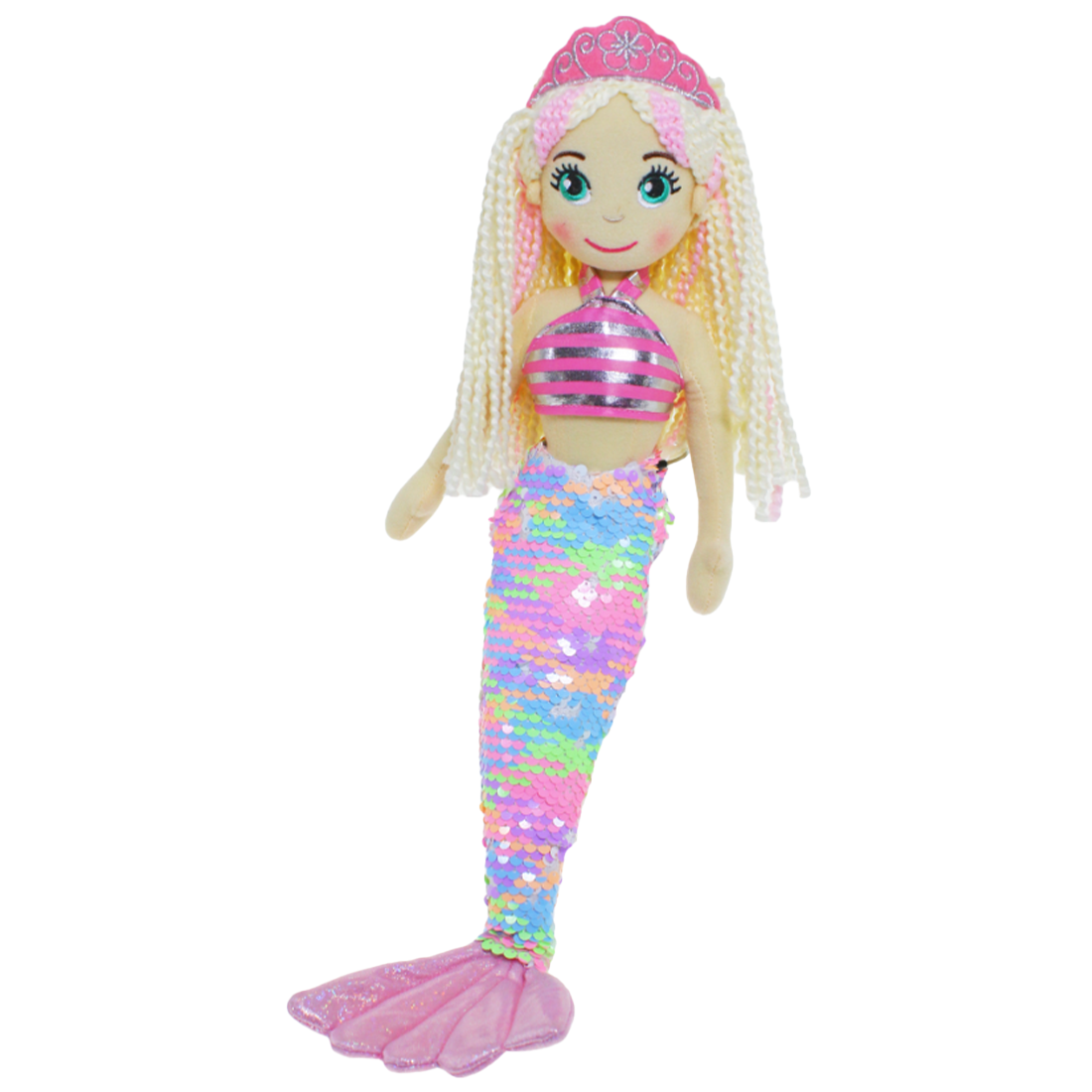 Cotton Candy Lauren The Pink Silver and Rainbow Flip Sequined Mermaid Doll