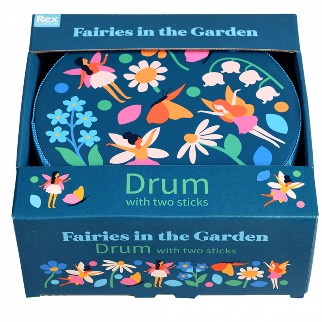 Drum with Drumsticks - Fairies in the Garden