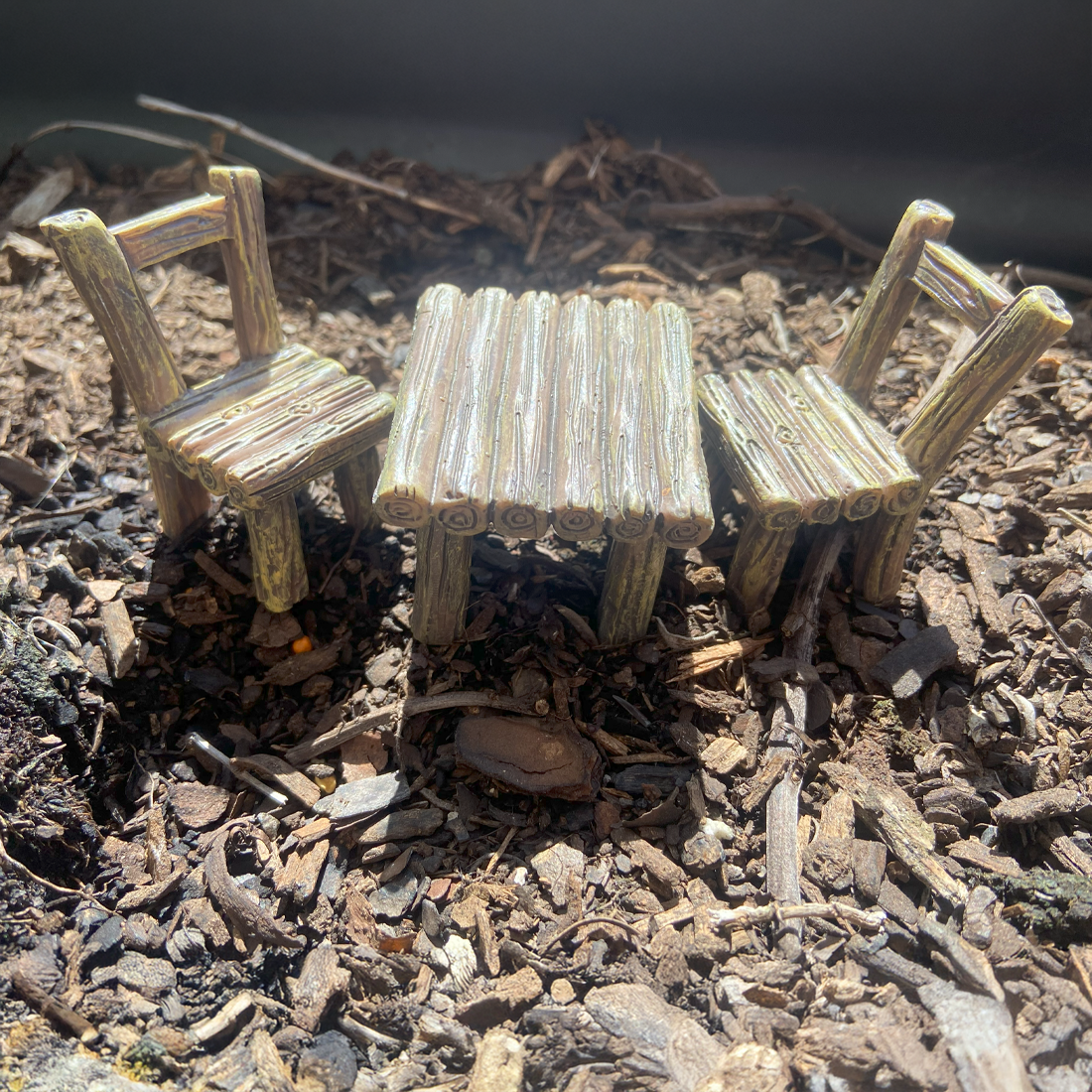 Fairy Garden Tree Log Table and Chairs