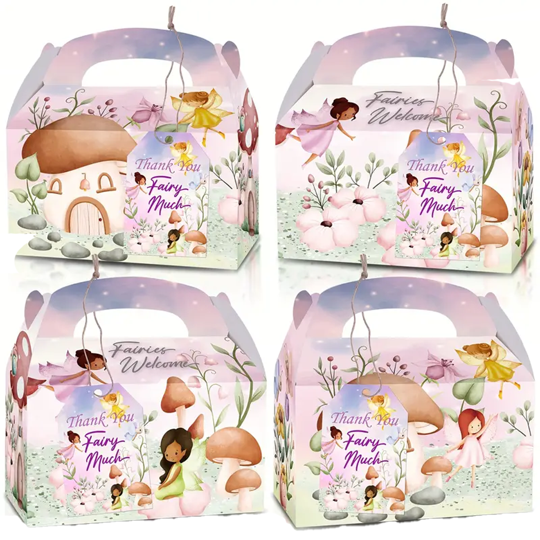 Fairy Party Treat Box With Handle - Fairies Welcome