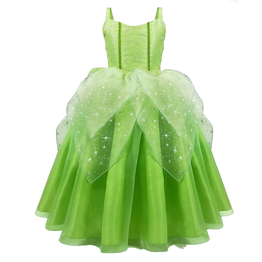 Girls Lime Green Princess Fairy Dress Costume
