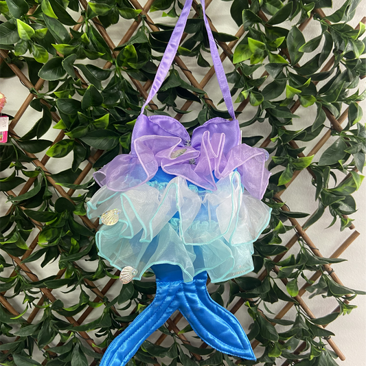 Girls Mermaid Aqua Satin and Organza Hand Bag