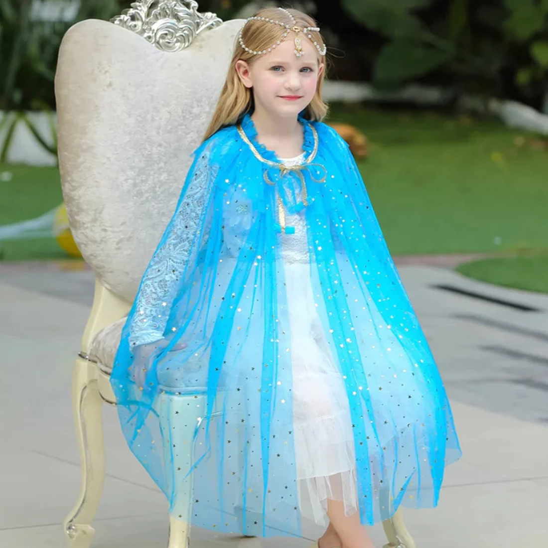 Girls Princess Blue Cape Cloak