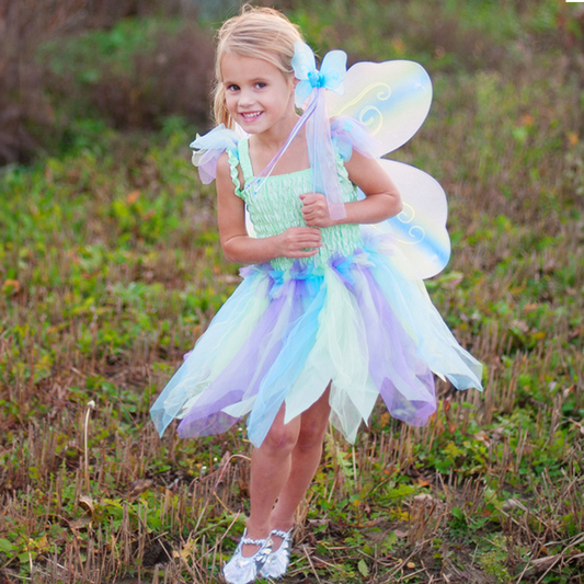 Green Butterfly Dress & Wings with Wand - Size 5-6