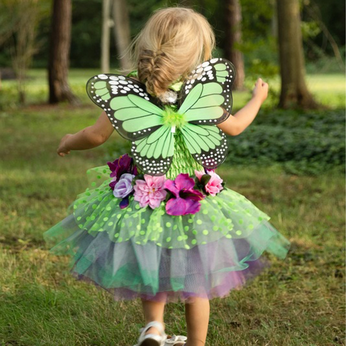 Green Fairy Blooms Deluxe Dress with Wings