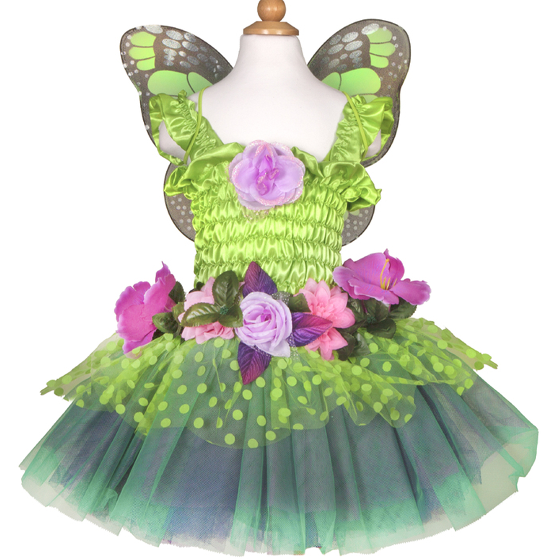 Green Fairy Blooms Deluxe Dress with Wings