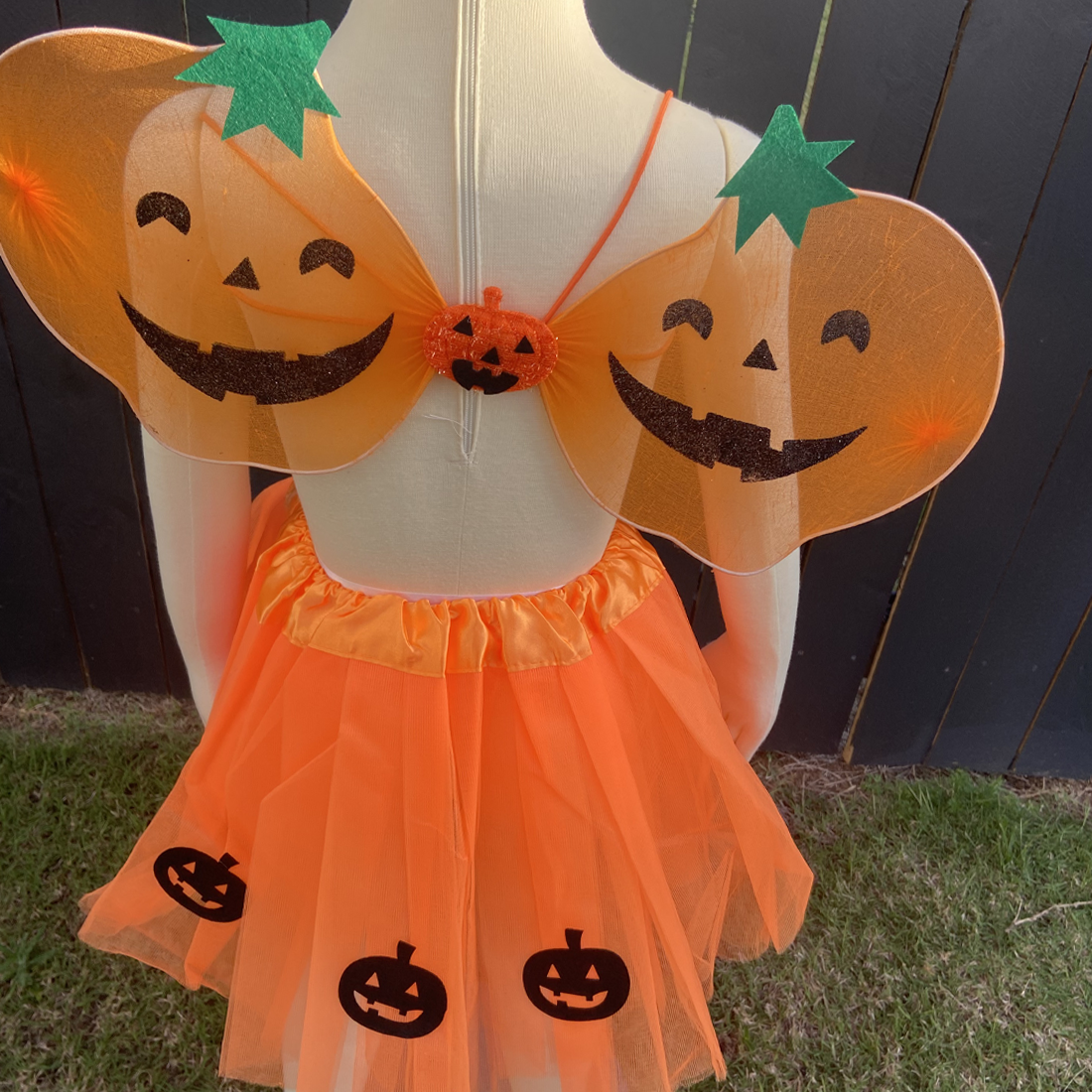 Halloween Pumpkin Wings & Tutu Set