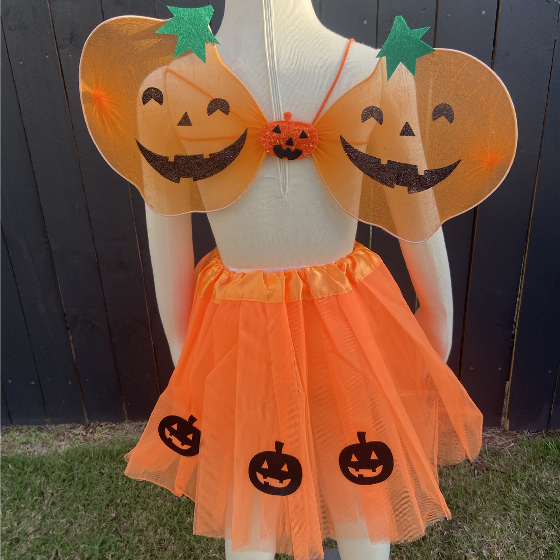 Halloween Pumpkin Wings & Tutu Set