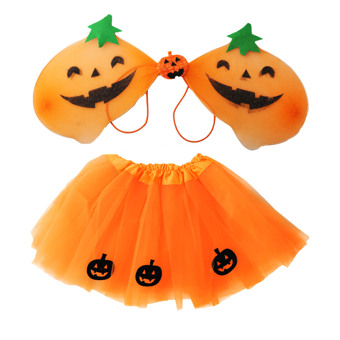 Halloween Pumpkin Wings & Tutu Set