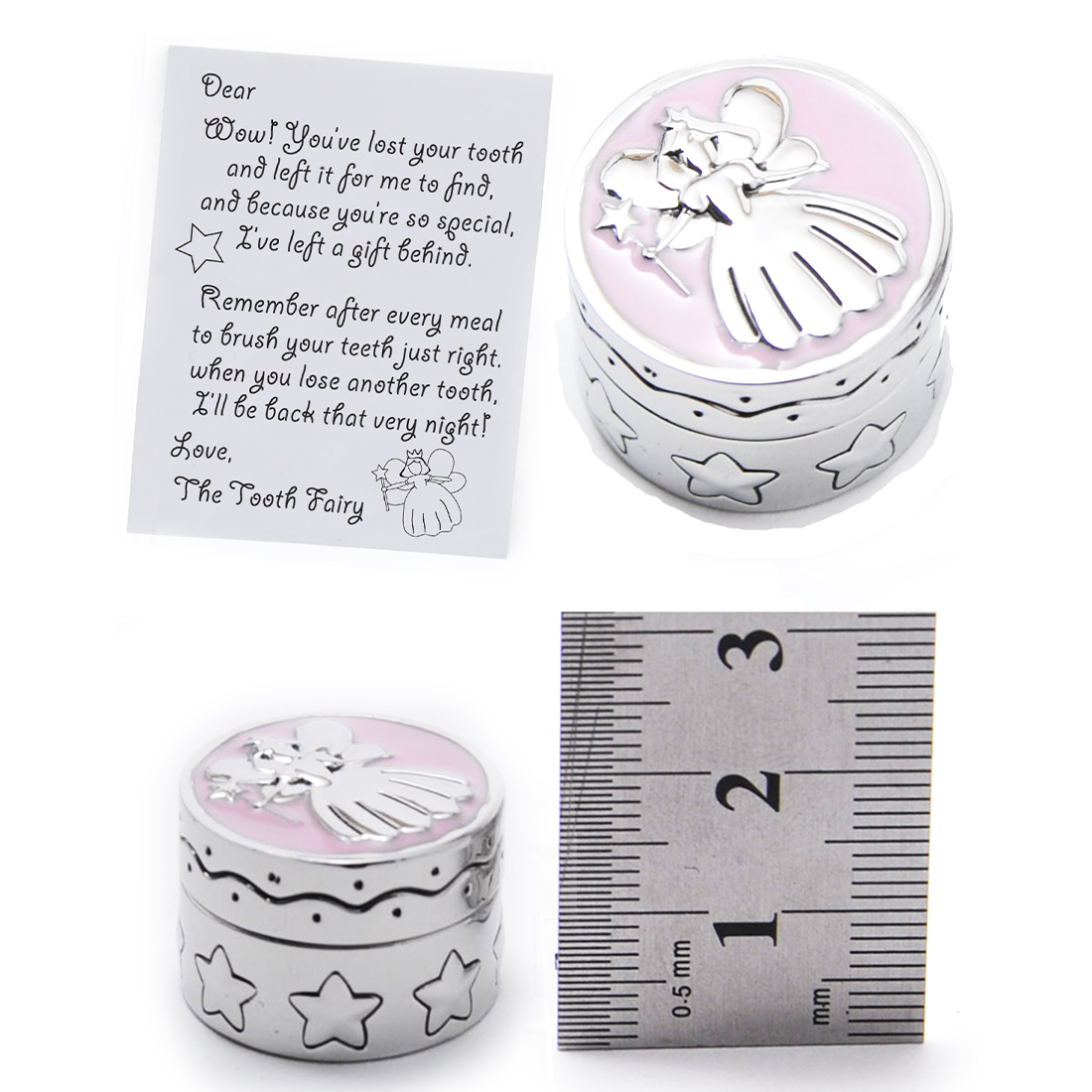 Metal Tooth Fairy Box Pink keepsake baby gift