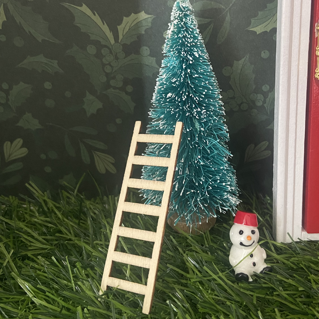 Miniature Christmas Tree and Ladder