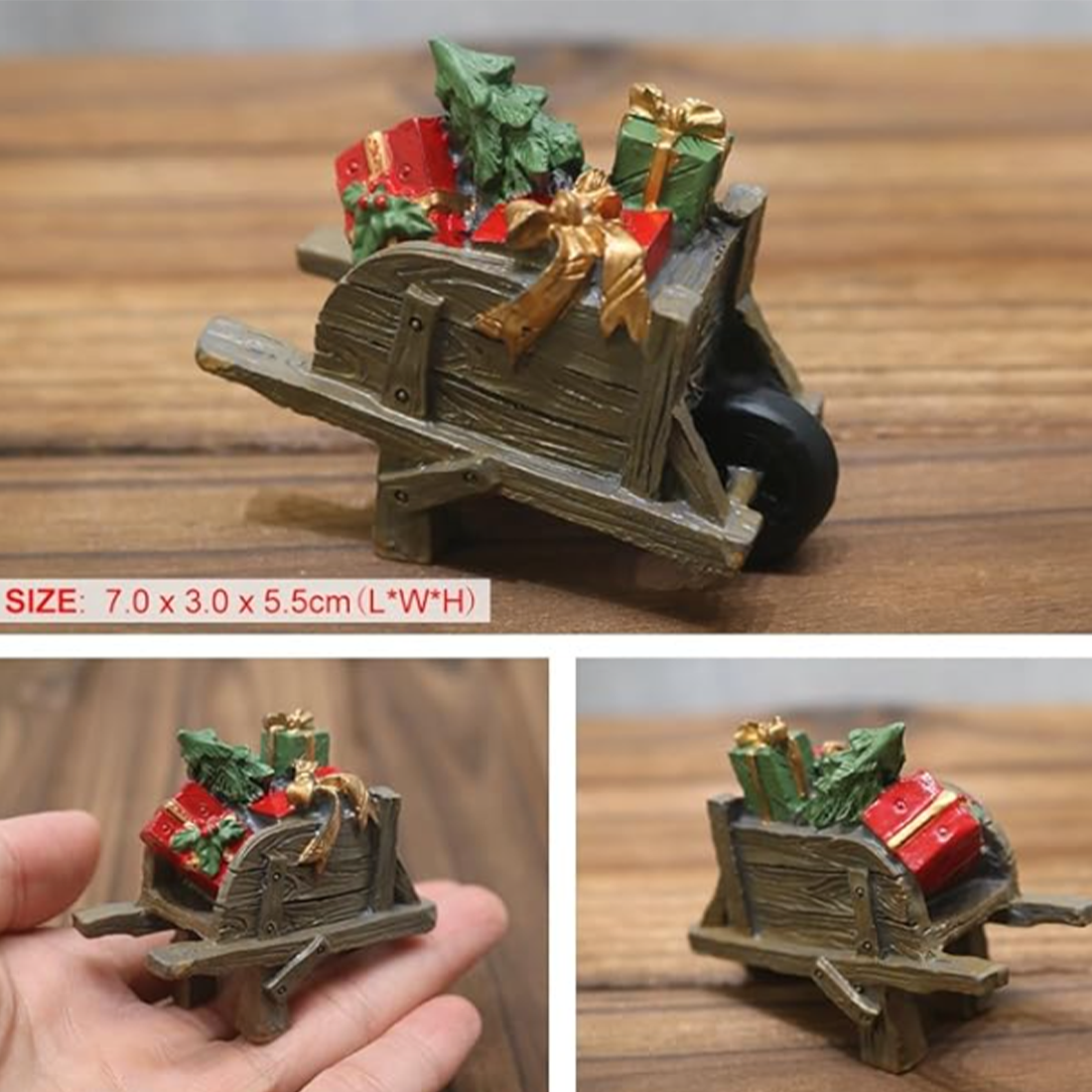 Miniature Christmas Wheelbarrow full of Gifts