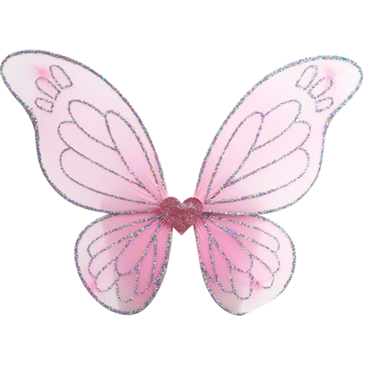 Pink and Silver Dreamy Glitter Fairy Wings