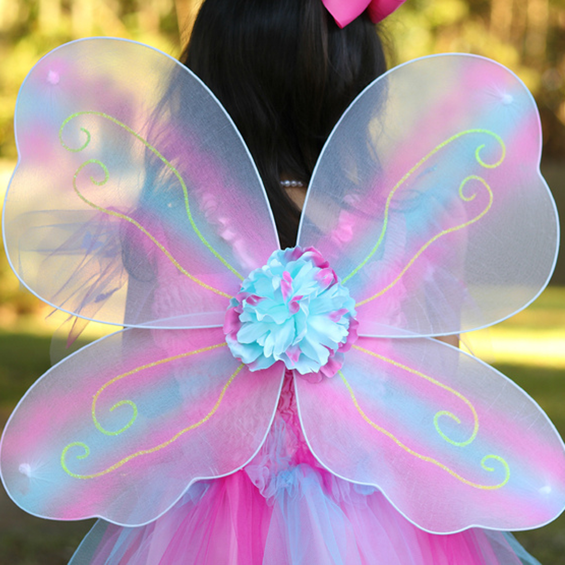 Pink Butterfly Dress & Wings with Wand - Size 5-6