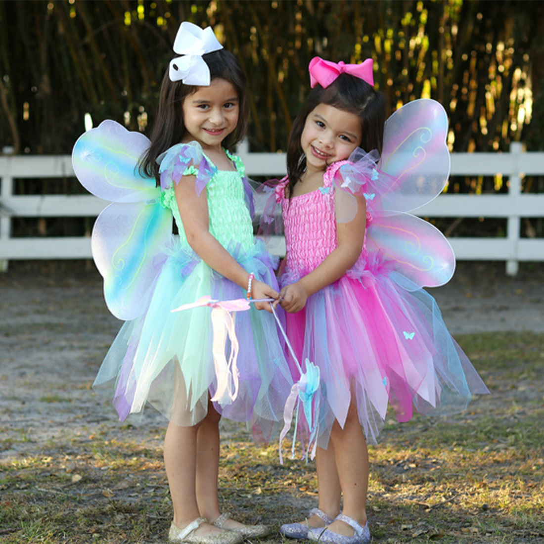 Pink Butterfly Dress & Wings with Wand - Size 5-6