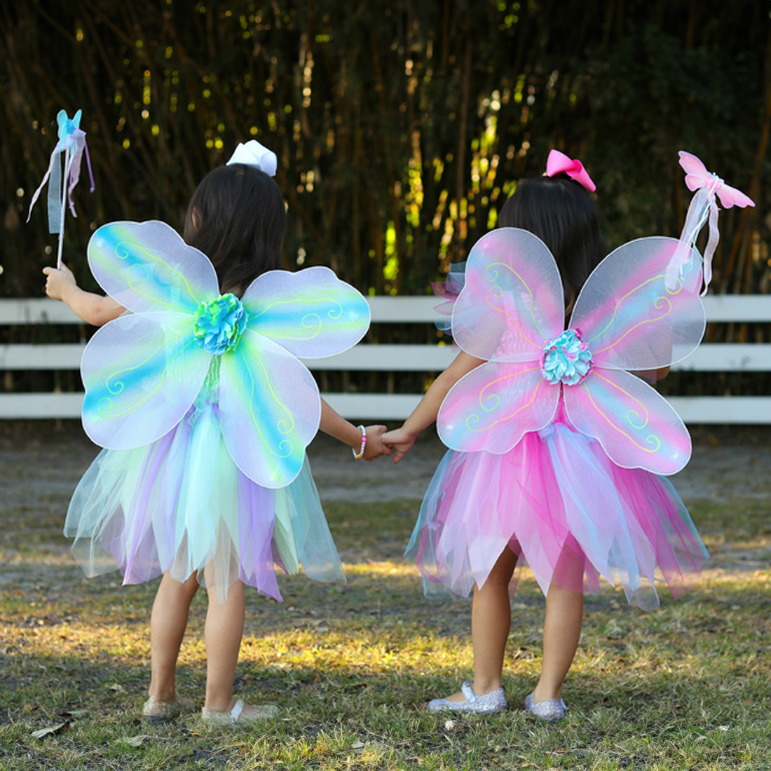 Pink Butterfly Dress & Wings with Wand - Size 5-6