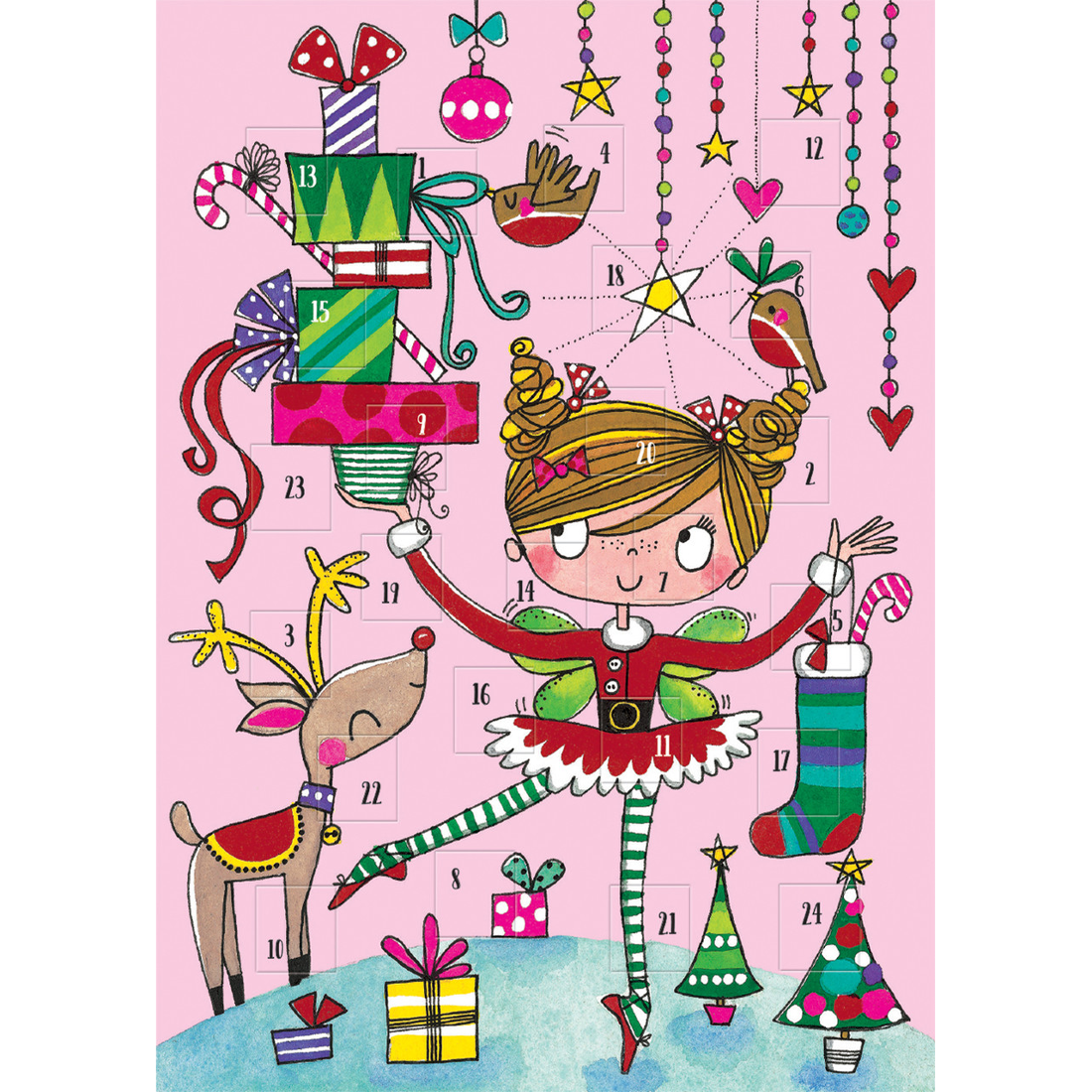 Pink Fairy Advent Calendar Card