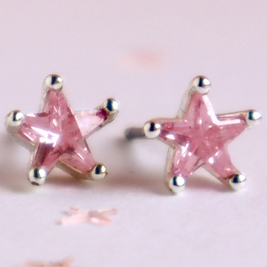 Pink Shining Star Earrings in Box