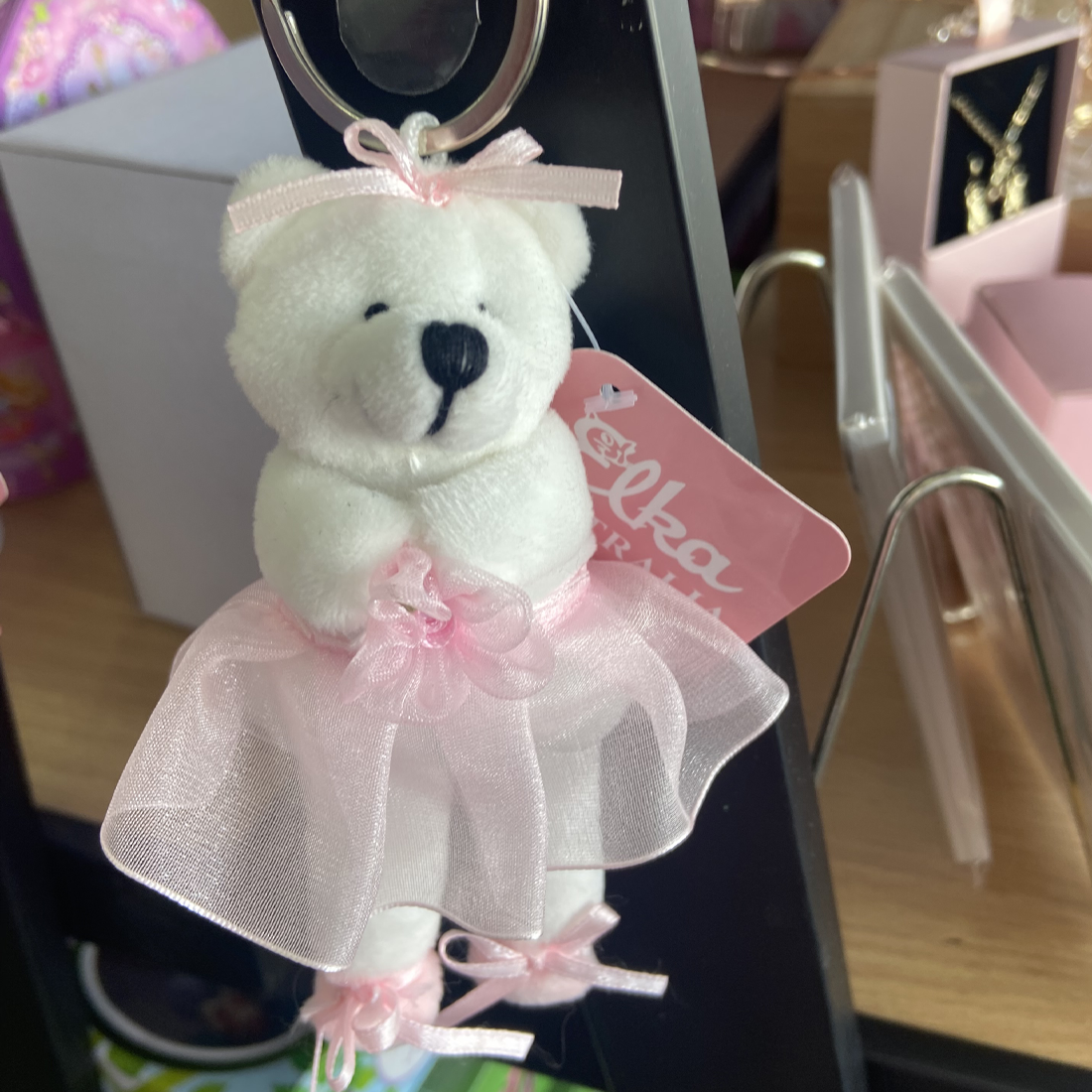 Pink Teddy Bear Ballerina Keyring