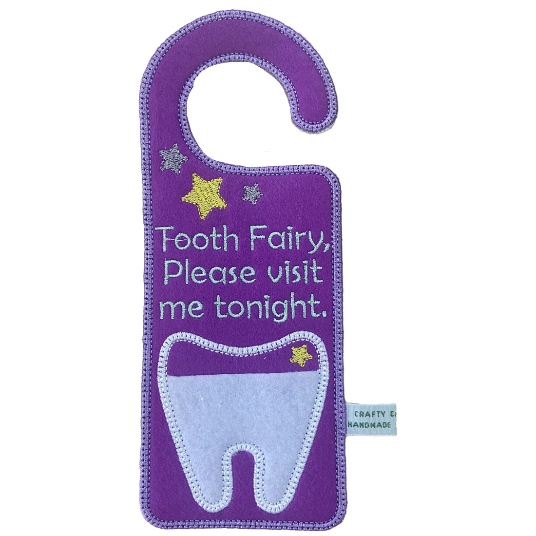 Purple Embroidered Tooth Fairy Door Hanger