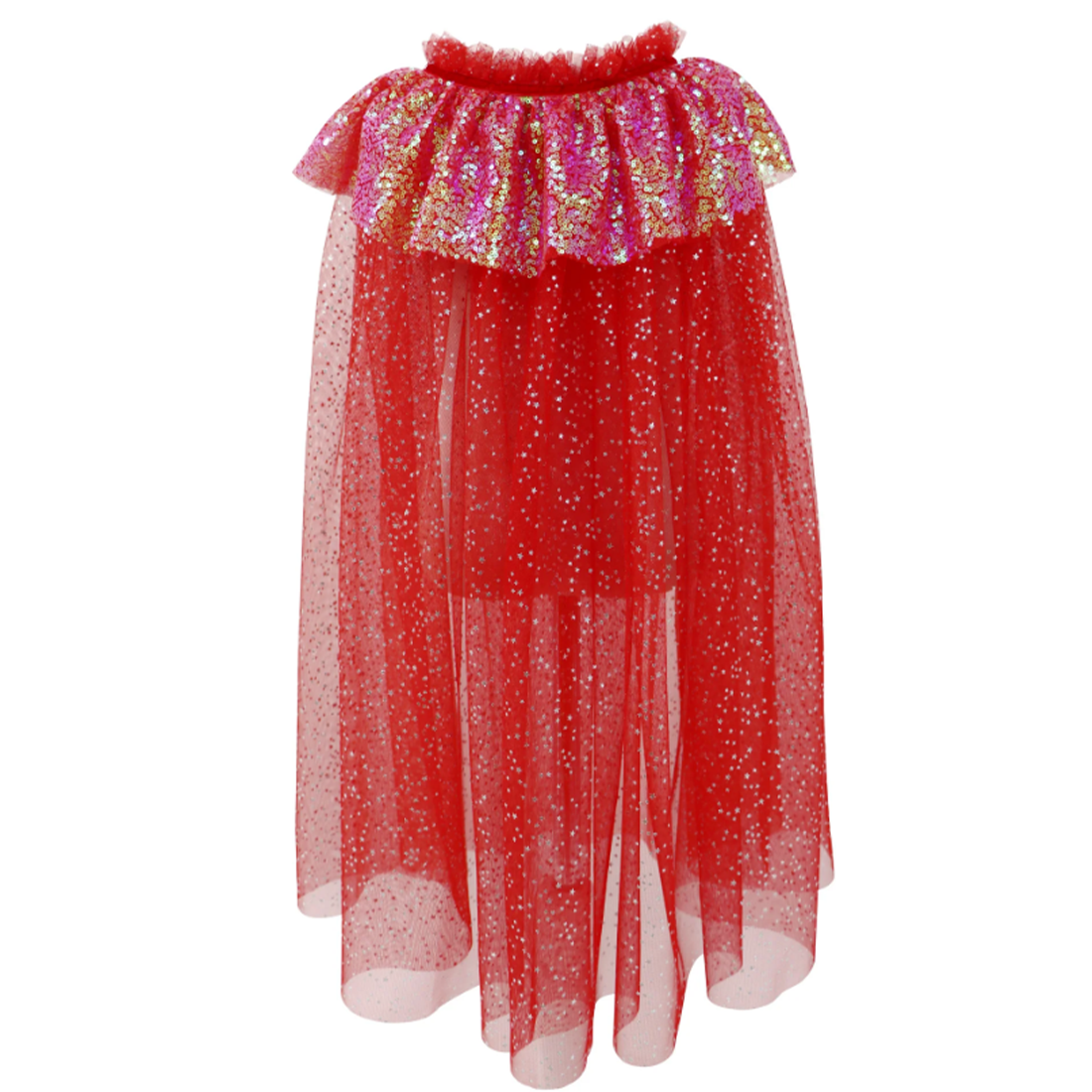 Red Twinkling Sequin Trim Cape