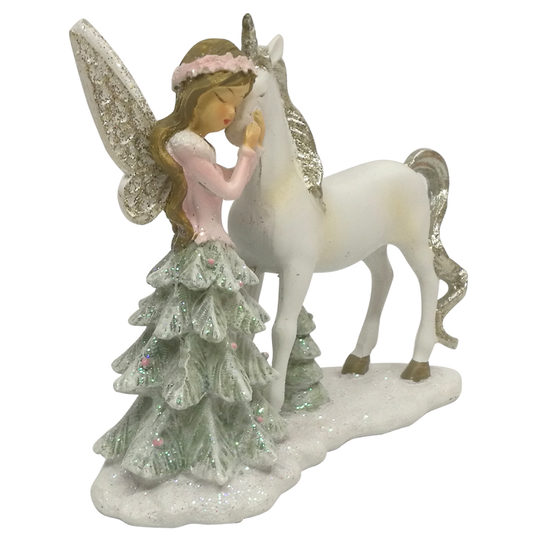 Snow Fairy and Unicorn Christmas Figurine