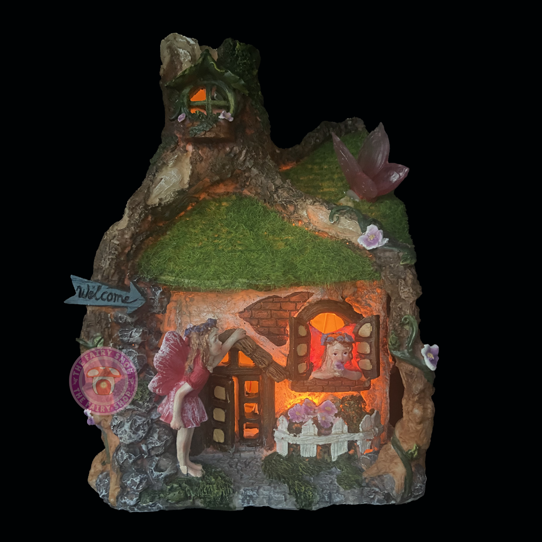 Solar Fairy Cottage with Butterfly & Fairies