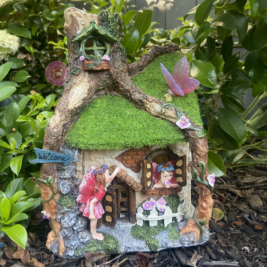 Solar Fairy Cottage with Butterfly & Fairies