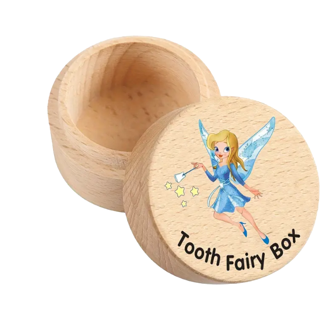 Wooden Tooth Fairy Keepsake Box Blue Fairy