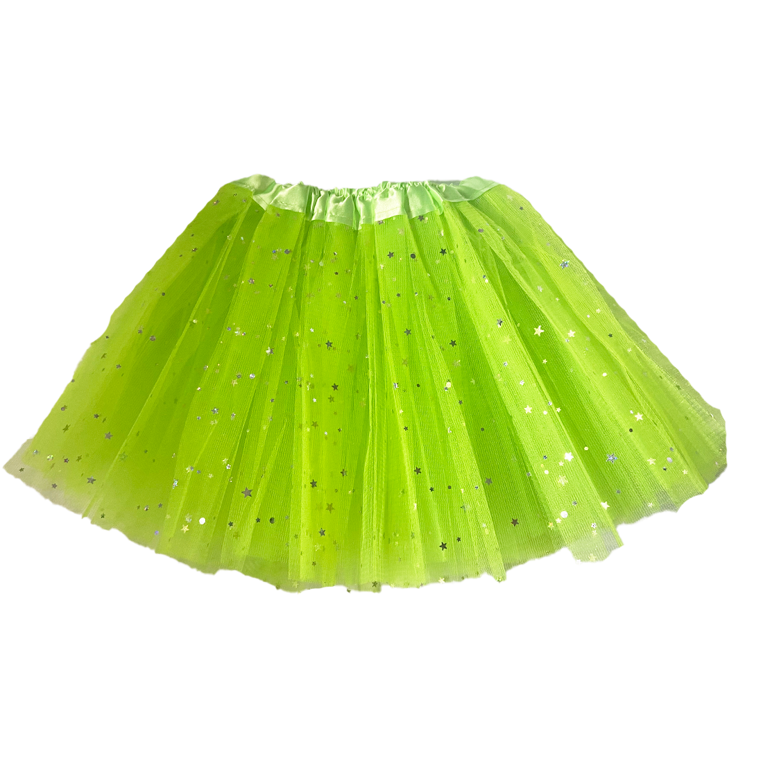 30cm Lime Green Tutu with Silver Sparkle Stars
