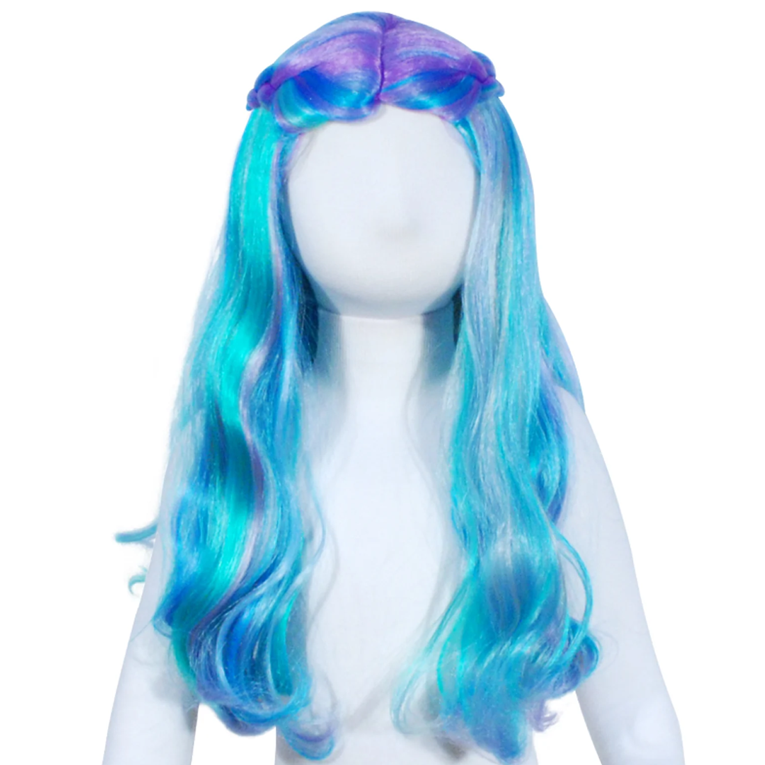 Childs Blue Mermaid Wig With Braid Detail