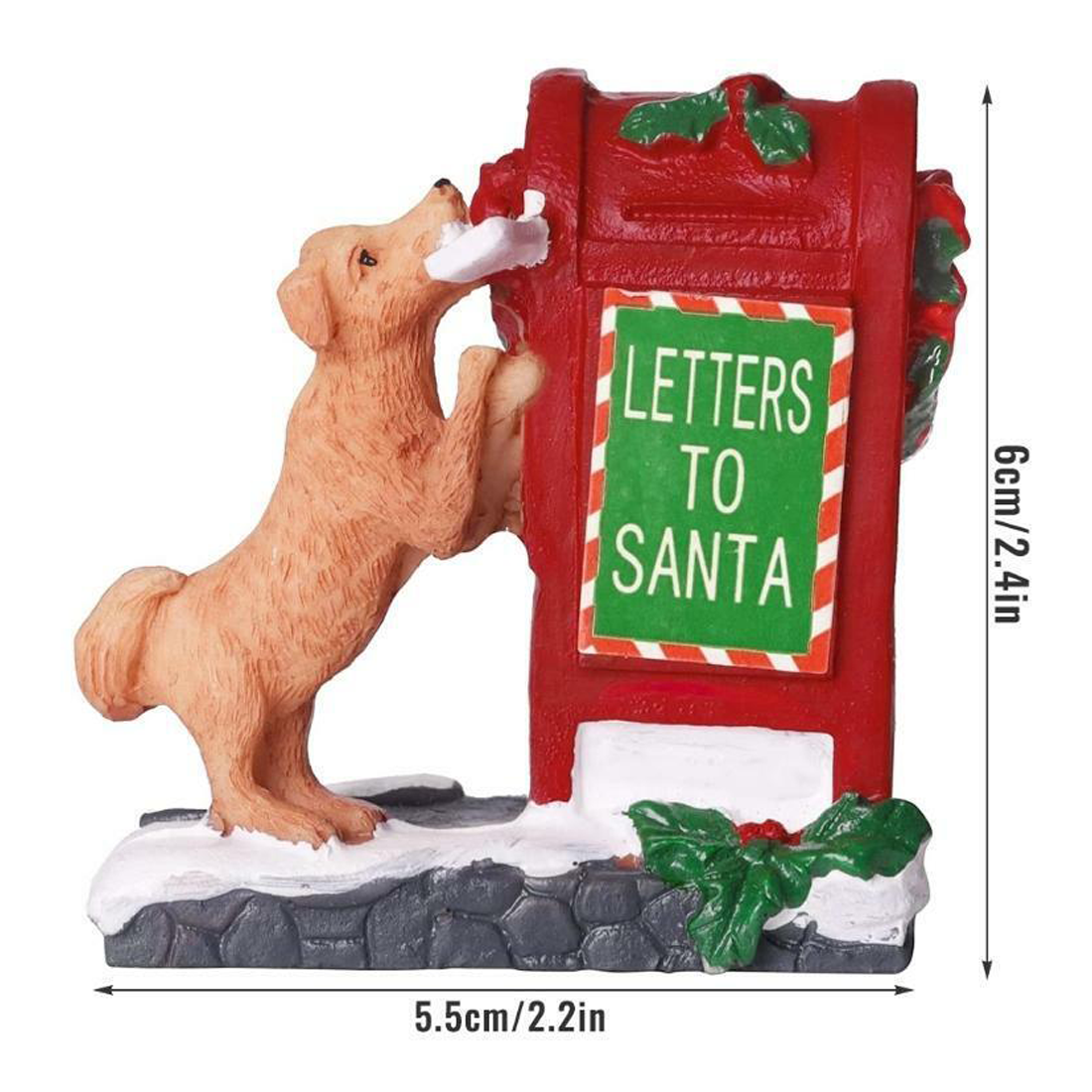 Christmas Ornament Small Dog Red Mailbox