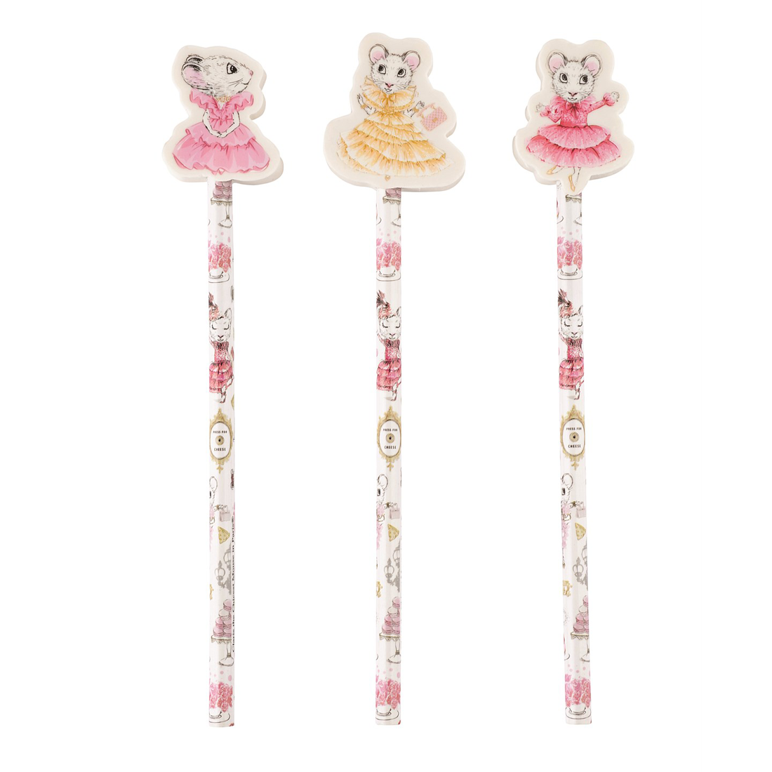 Claris The Mouse Pencils Trio with Eraser Tops