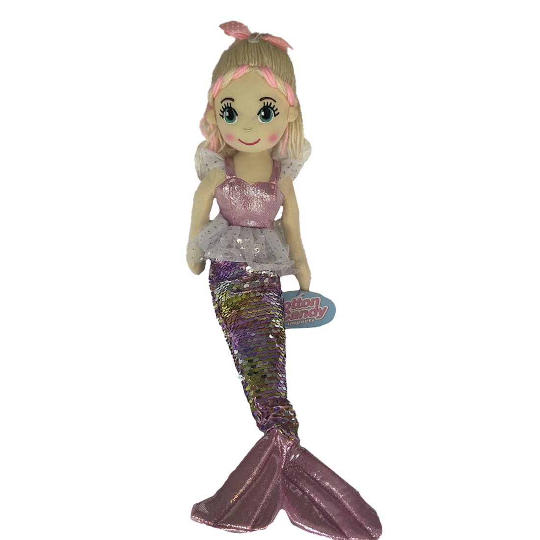 Cotton Candy Charlotte The Pale Pink and Silver Flip Sequined Mermaid Fairy Doll