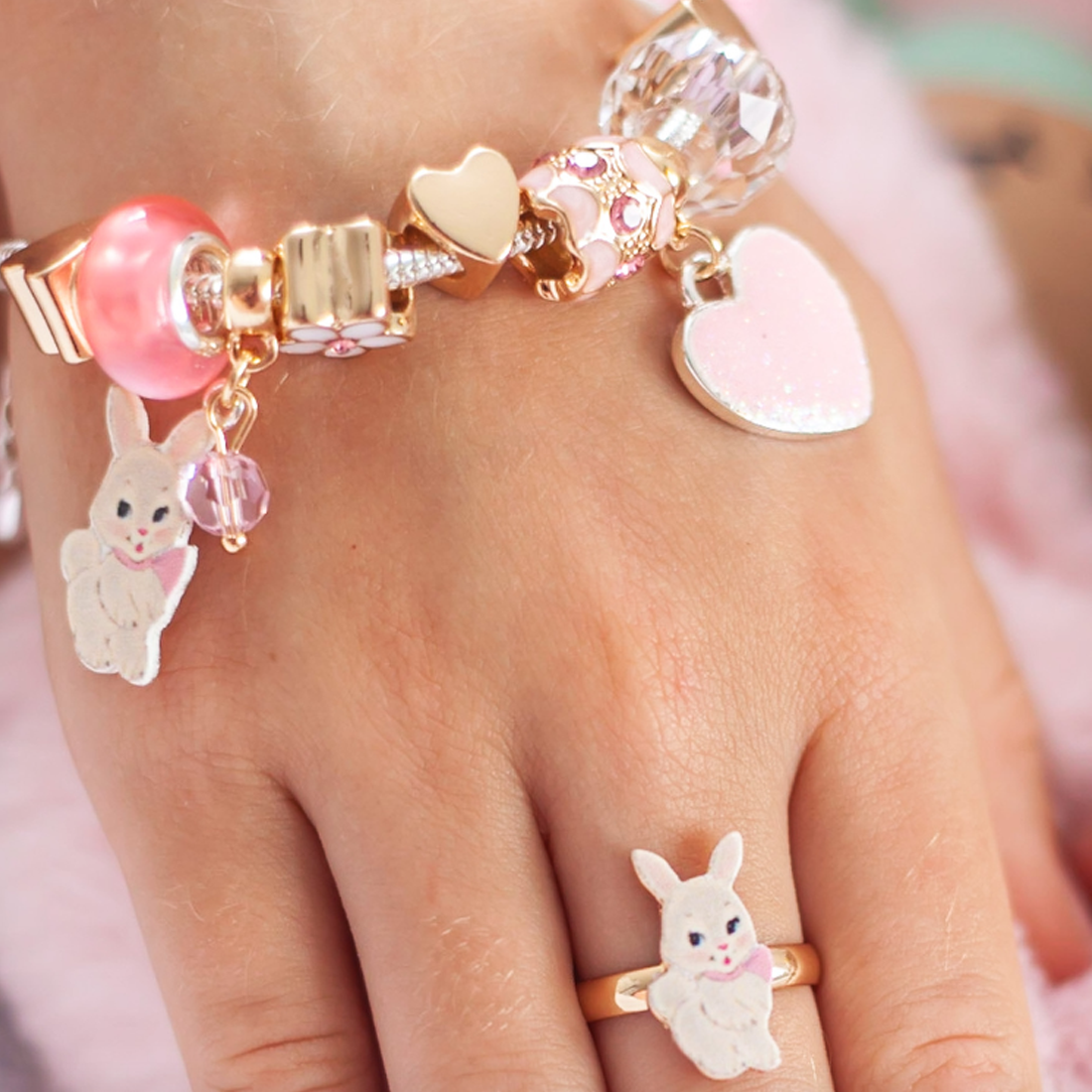 Floral Dreams Bunny Charm Bracelet by Lauren Hinkley