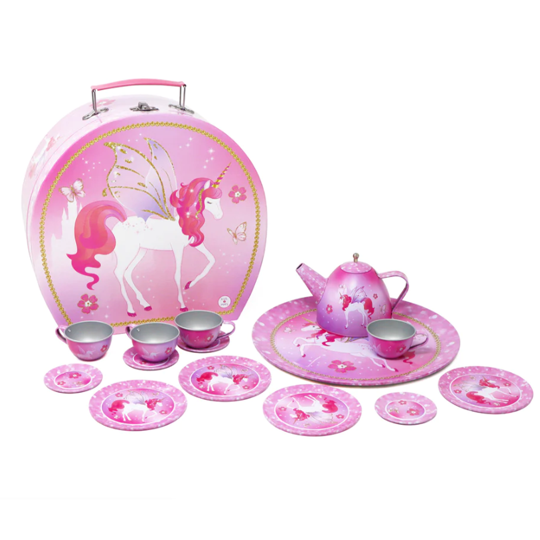 Unicorn Princess 15 Piece Tin Tea Set In Carry Case